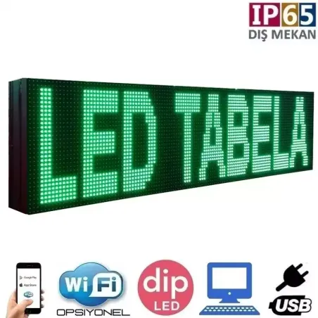 128x32 cm Çift Taraflı Dış Mekan Yeşil LED Tabela Fiyatı ve Özellikleri