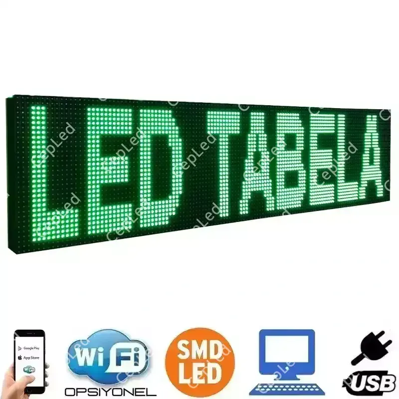 64x16 cm Yeşil SMD LED Tabela | CepLed