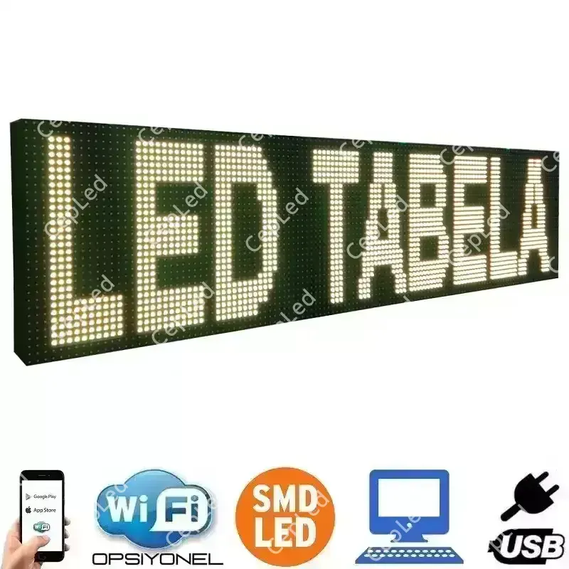 64x16 cm Sarı SMD LED Tabela | CepLed 64x16 cm Sarı SMD LED Tabela | CepLed