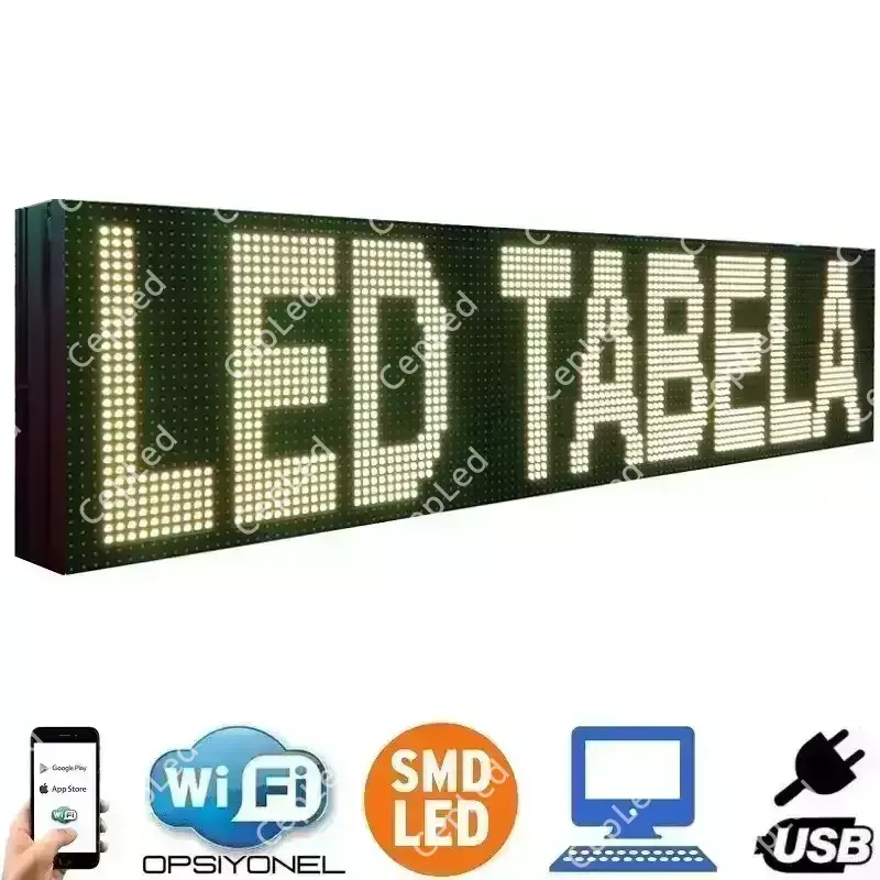 128x16 cm Çift Taraflı Sarı SMD LED Tabela Fiyatı ve Özellikleri 128x16 cm Çift Taraflı Sarı SMD LED Tabela Fiyatı ve Özellikleri
