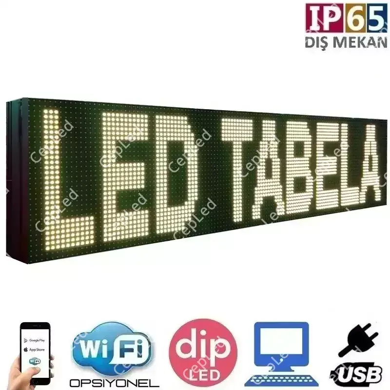 64x32 cm Çift Taraflı Dış Mekan Sarı LED Tabela Fiyatı ve Özellikleri