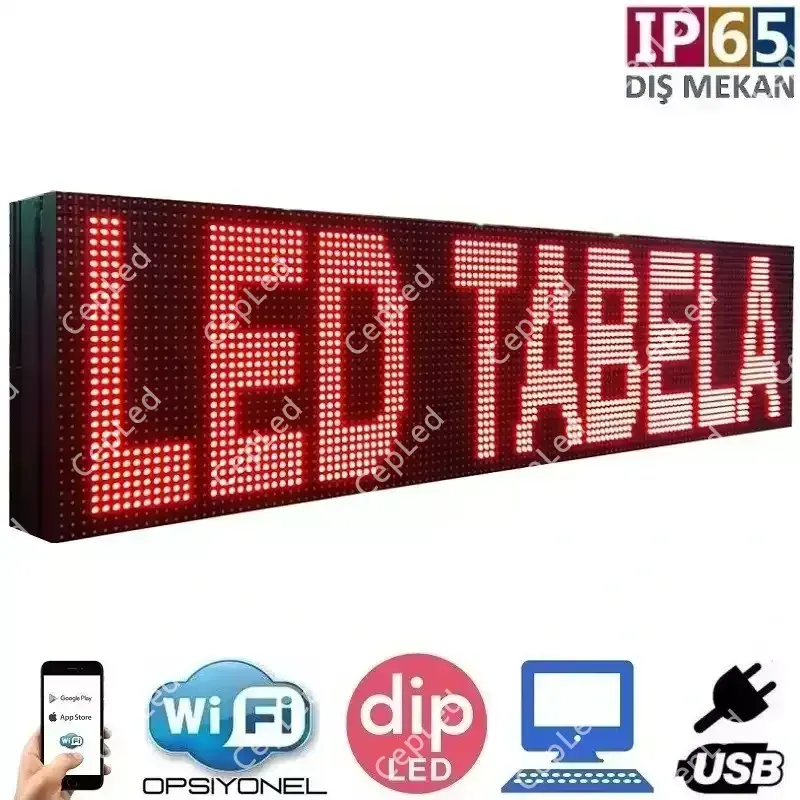 128x48 cm Çift Taraflı Dış Mekan Kırmızı LED Tabela Fiyatı ve Özellikleri