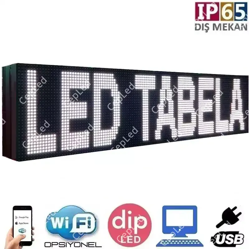 160x64 cm Çift Taraflı Dış Mekan Beyaz LED Tabela Fiyatı ve Özellikleri